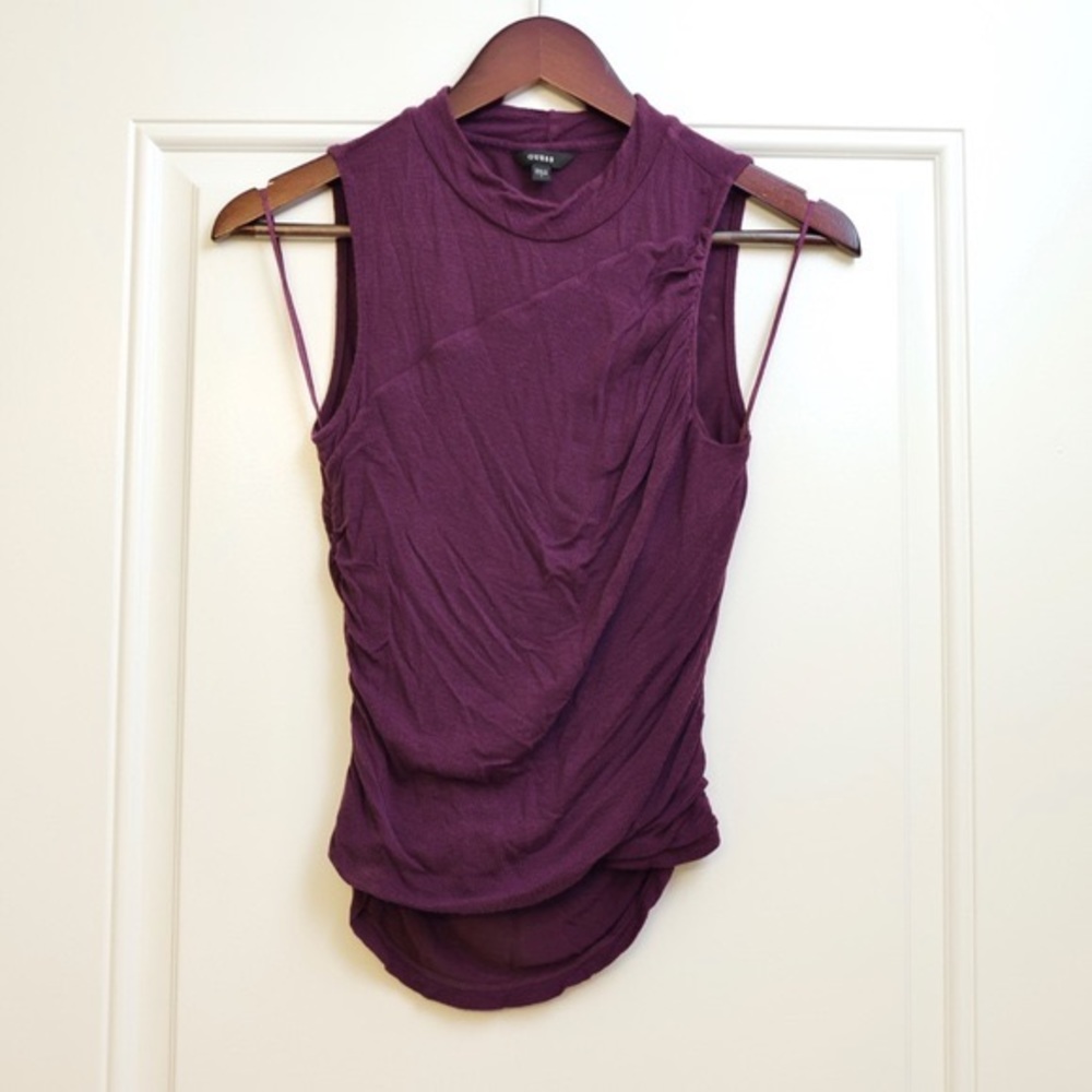 Guess Sleeveless Mock Neck Tank Top in Plum